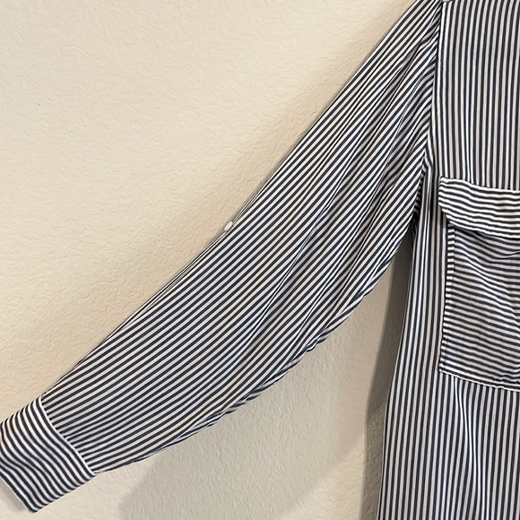 Zara Women’s Button Front Shirt Small Blue Classic Striped Lightweight Causal - Picture 7 of 16